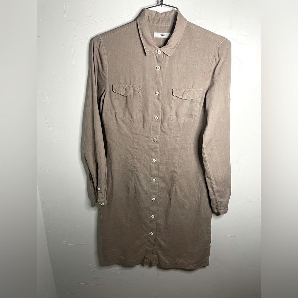 0039 Italy Gracy Linen Button Down Shirt Dress​​